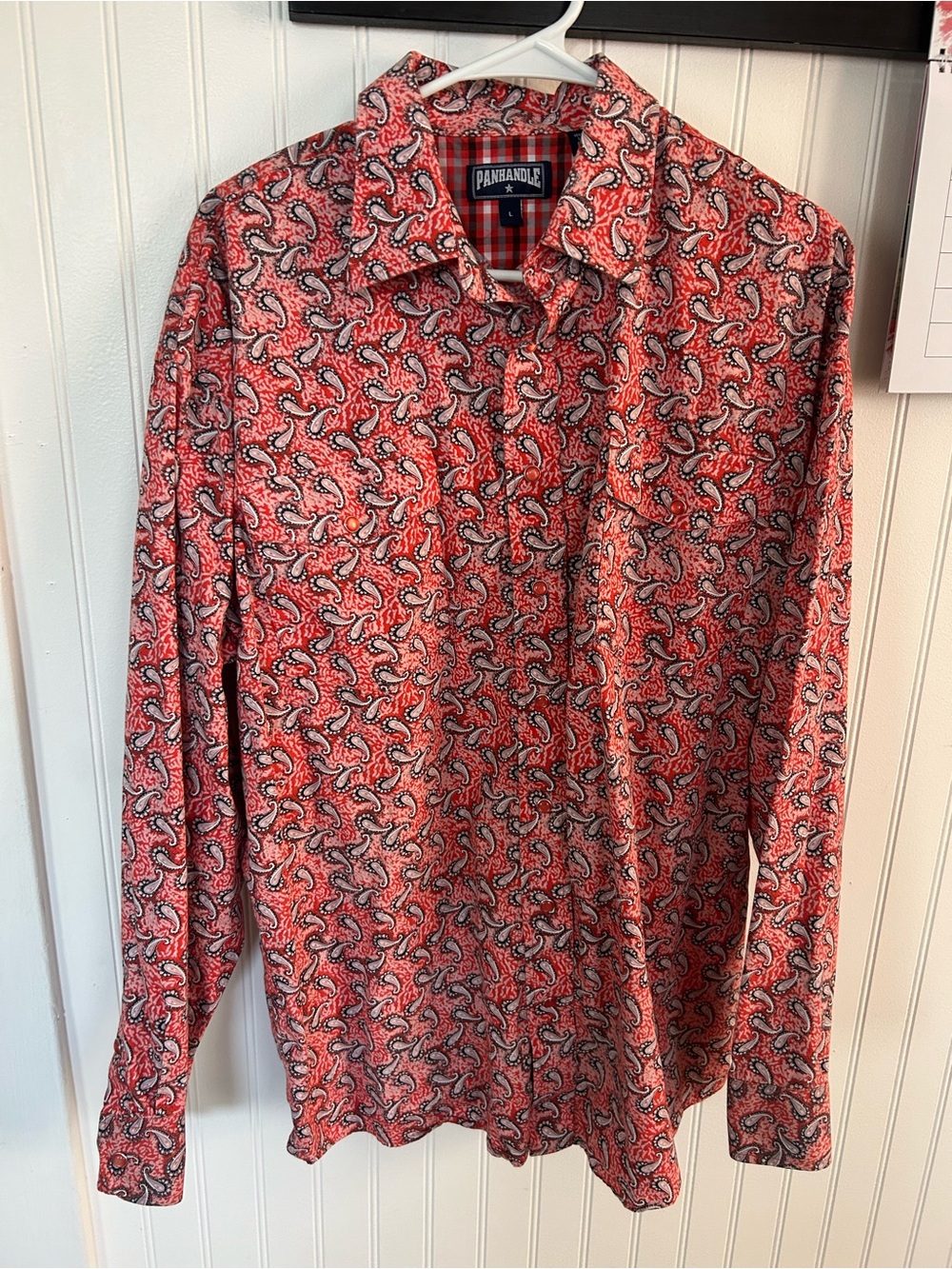 Red/Orange Paisley Pearl Snap Men's Shirt